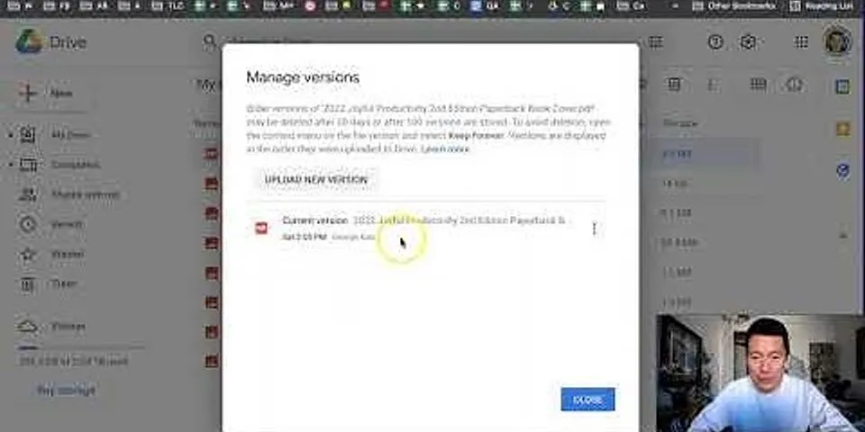 What is manage versions in Google Drive?